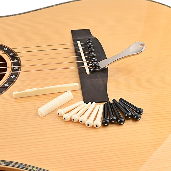 1 Set Acoustic Guitar Bridge Pins Puller Pulling Remover Extractor Tool with Guitar Saddle Nut