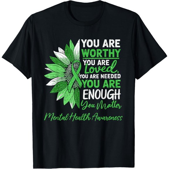 Motivational Mental Health Awareness Warrior Green Ribbon T-Shirt Shirts