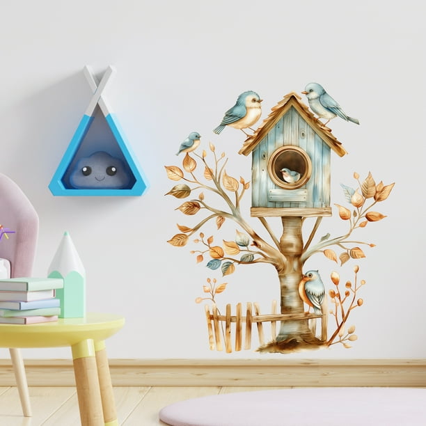 Adhesivos de pared Creative para casas de pájaros y ramas, de PVC, autoadhesivos