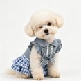 thumbnail image 3 of Pet Puff Sleeve Bowknot Plaid Skirt, Summer Puppy Cowboy Princess Dresses Skirts, Small Medium Dog, XS, 3 of 6