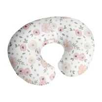 Sweet Jojo Designs Watercolor Floral Pink and Grey Nursing Pillow Cover Case (Pillow Not Included) (Pillow NOT Included)
