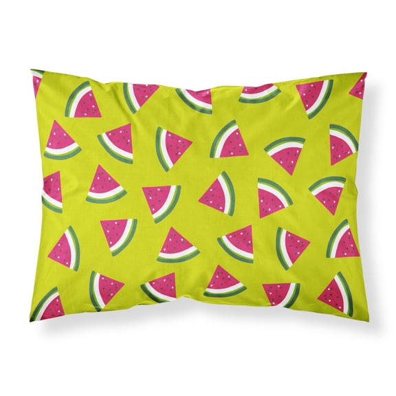 Carolines Treasures BB5151PILLOWCASE Watermelon on Lime Green Fabric Standard Pillowcase Standard multicolor