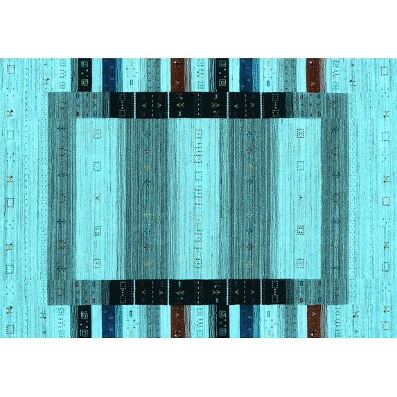 Ahgly Company Indoor Rectangle Solid Light Blue Modern Area Rugs, 5' x 8'