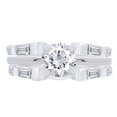 thumbnail image 3 of AFFY Round & Baguette Cubic Zirconia Simple Classic Guard Enhancer Ring in 14k White Gold Over Sterling Silver (0.46 Cttw) By, 3 of 10