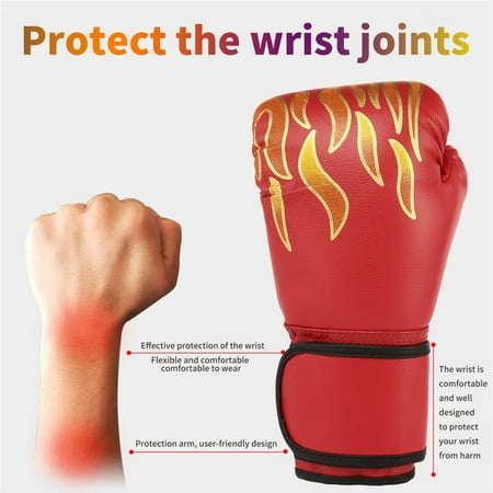 Sparring Boxing Gloves - PU Leather Punching Boxing Gloves Boxing Kickboxing Training Gloves Mitts Sparring Gloves,Red
