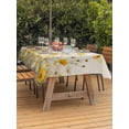 thumbnail image 4 of 60x102 Inch Outdoor Tablecloth with Umbrella Hole Zipper Rectangle Spring Yellow Floral Rectangular Tablecloths Waterproof Farmhouse Country Flower Butterfly on Linen Patio Table Cover for Picnic, 4 of 8