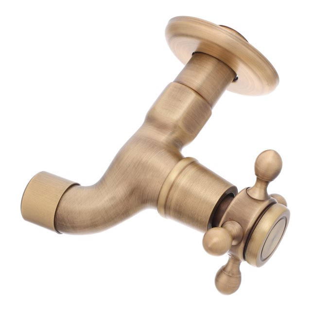 BRIGHTFUFU Tap Wall Mounted Vintage Style Drip Free for Kitchen Bathroom Installation Golden Finish