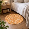 Washable Round Rug 3 Ft, Tangerine Floral Circle Area Rugs, Non-Slip ...