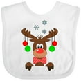 thumbnail image 3 of Inktastic Cute Christmas Reindeer with Red Nose, Ornaments and Bow Tie Boys or Girls Baby Bib, 3 of 4