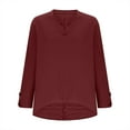 thumbnail image 6 of EchfiProm Winter Shirts for Women Tunic Tops Long Sleeve Loose V-Neck Blouse Solid Wine Womens, 6 of 6
