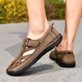 thumbnail image 5 of Men's Stylish Leather Hollow Flat Sandals Closed Toe Hook Loop Non-Slip Hiking Fisherman Shoes Summer Beach Lightweight Breathable Anti-Slip Slippers,Light Brown 39(US-7), 5 of 5