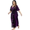 thumbnail image 2 of HAPPY BAY Women's Summer Batik Caftan Loungewear House Dashiki Dress V Neck Kaftan Nightshirts for Women Sleepwear 2X-3X Purple, Floral, 2 of 6