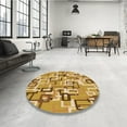 thumbnail image 3 of Ahgly Company Indoor Round Patterned Yellow Orange Area Rugs, 5' Round, 3 of 6