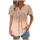 thumbnail image 1 of Camisas de Cuello de Tripulación de Manga Corta para las Mujeres Plisado Mangas de Ruffle, Cuello Redondo Casual Primavera Y Blusa de Verano, 1 of 7