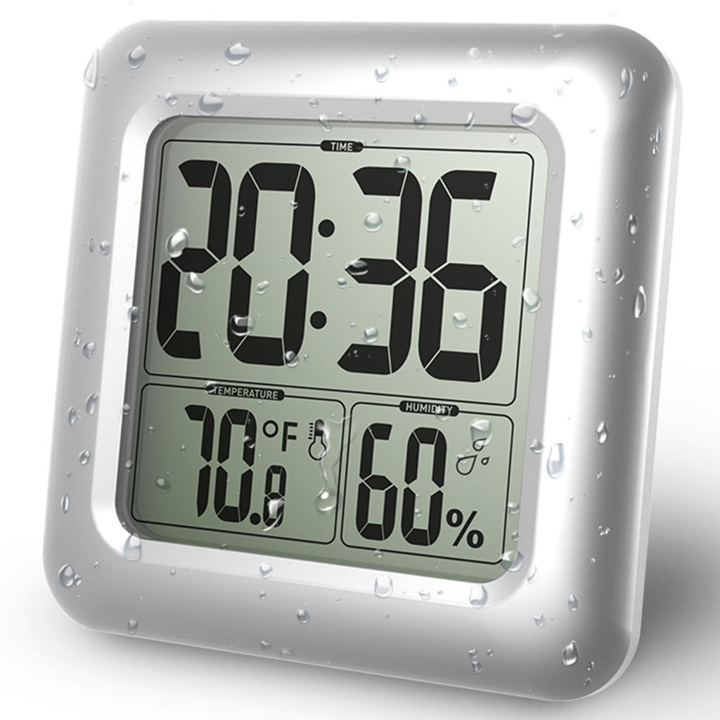 Bathroom LCD Display Electronic Temperature Humidity Meter Digital Hygrometer for Time Watch Alarm Shower Cl