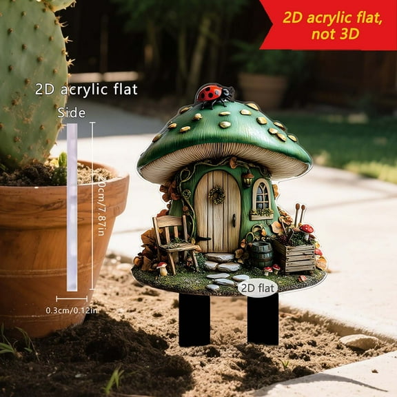 Deeceymbur Dreamy Mushrooms House 2D Flat Garden Pile Outdoor Courtyard Pile Scene Decoration Props