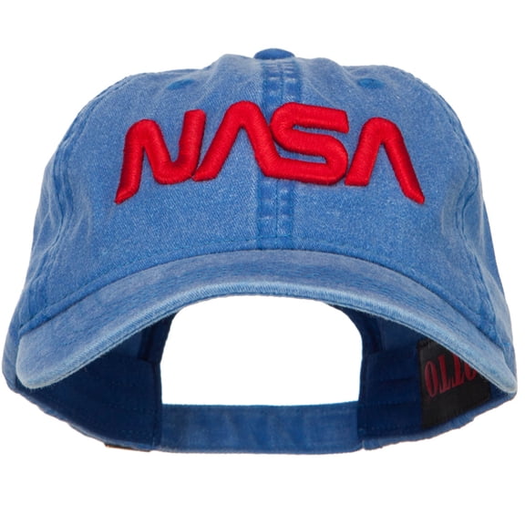 3D NASA Letter Logo Embroidered Washed Buckle Cap - Sky Blue OSFM