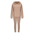 thumbnail image 6 of Aoujea Up to 50% off Womens Sweatsuits Plus Size Fashion Solid Color Fall And Winter Long Sleeved Comfortable Hooded Casual Pants Home Clothing Set on Clearance, 6 of 9