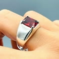 thumbnail image 2 of Mens Ruby Stone Silver Ring, Turkish Handmade Ring, Red Stone Garnet Ring, Ottoman Style Handmade Ring, 925k Sterling Silver, Gift For Him, 2 of 3