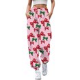 thumbnail image 1 of Gibobby pantalones anchos mujer Sra. Navidad largo elástico pie nieve árbol de Navidad cinturón de impresión pantalones de ocio diario pantalones (Rosa, L), 1 of 4