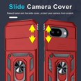 thumbnail image 5 of KOMI Case Compatible with Google Pixel 9A Built in Slide Camera Lens Cover+Screen Protector+Finger Ring Holder Kickstand,Heavy Duty Shockproof Full Body Protective Phone Cover, Red, 5 of 5