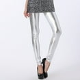 thumbnail image 4 of Women High Waisted Shiny Metallic Stretch Leggings Wet Look Sexy Skinny Tights Pants Trousers Clubwear, 4 of 6