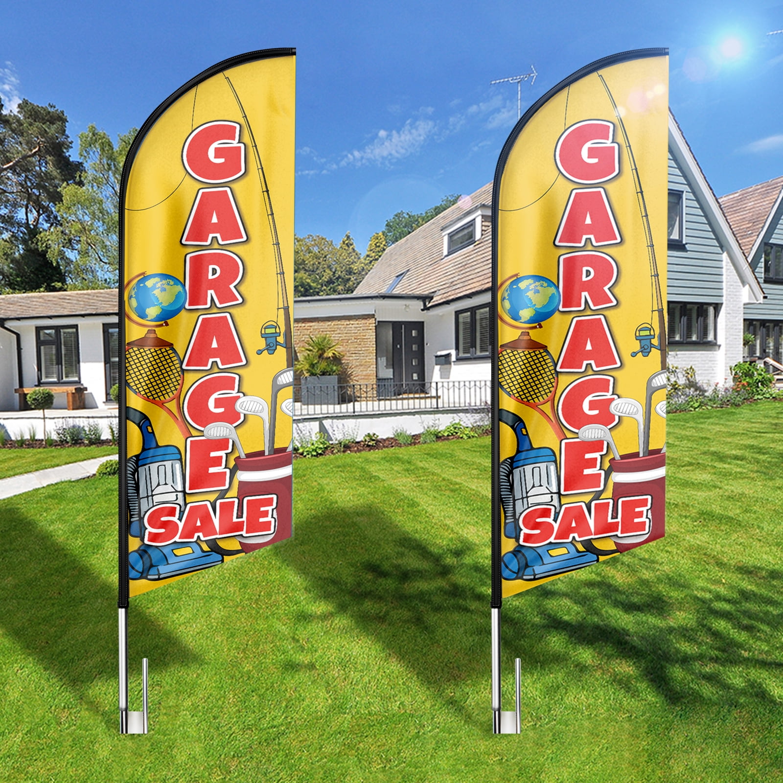 Garage Sale Business Flag , Garage Sale Advertising Feather Flag, 8Ft Garage Sale Banner ,Commercial use flag (Flag Only)YELLOW