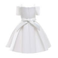 thumbnail image 3 of FAOWME Girls Elegant Dress Off Shoulder A-Line Casual Party Dresses White 4-5 Years, 3 of 6