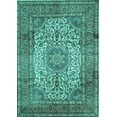 thumbnail image 1 of Ahgly Company Indoor Rectangle Medallion Turquoise Blue Traditional Area Rugs, 2' x 5', 1 of 4