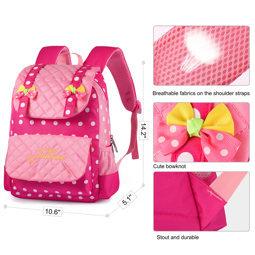 Vbiger School Backpack for Girls - Practical Student Shoulders Bag Multi-functional Nylon School Bag Daypack for Primary School Students - Red - image 4 of 11