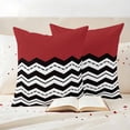 thumbnail image 3 of Black White Chevron Outdoor Waterproof Pillow Covers, Geometric Red Sea Wavy Striped Decorative Square Throw Pillowcase Sofa Cushion Sham for Patio/Couch/Chair, 18"x18" 2 Pack, 3 of 8
