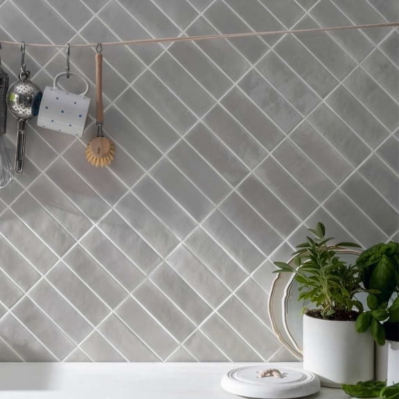 The Tile Life Galileo Gray Glossy Subway-Look Porcelain Wall Tile, 2 x 6 in, 78-Piece