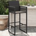 thumbnail image 1 of vidaXL Garden Bar Stools 2 pcs Black Poly Rattan, 1 of 5