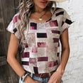 thumbnail image 4 of PEZHADA Hauts pour Femmes, Hauts de Sortie pour Femmes, Hauts Grande Taille pour Femmes, T-Shirt Ample à Manches Courtes Imprimé Col Rond Kaki L, 4 of 5