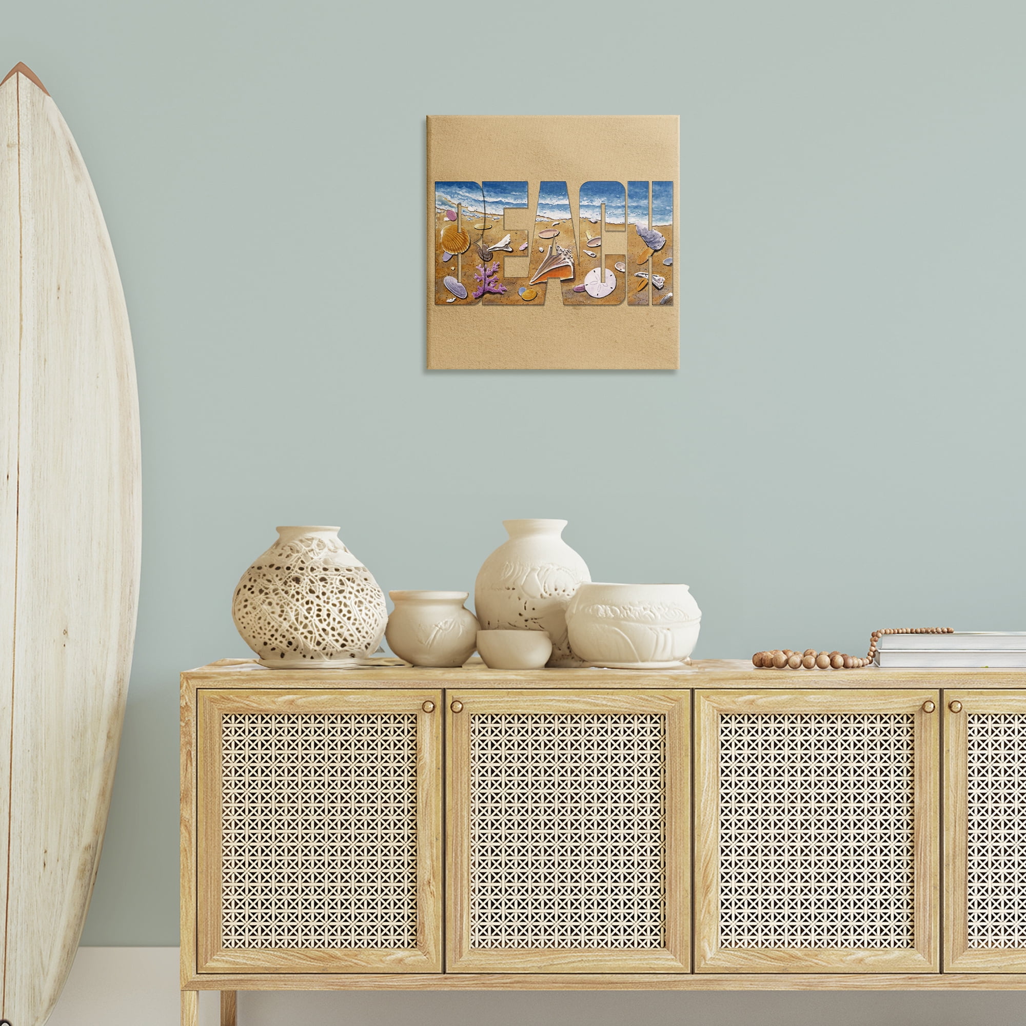 Stupell Industries Beach Letters Outline Nautical & Beach Painting Wrapped Canvas Art Print Wall Art, 24 x 24