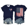 thumbnail image 2 of Hauts d'Été pour Femmes Jour de L'Indépendance Drapeau Col Rond Imprimé Lettre Manches Courtes T-Shirts pour Femmes Marine L, 2 of 4