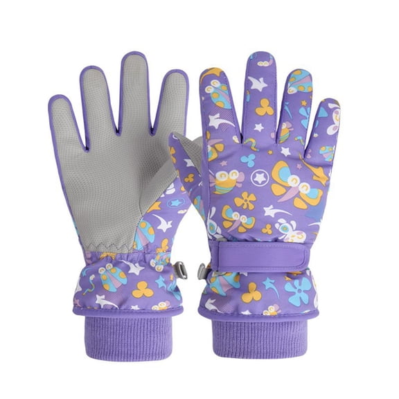 Winter Gloves, Kids Thermal Gloves Five Finger Design Outdoor Activities Skiing Cold Weather(Purple,M)