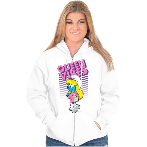 Urban Smurfette Queen Vibes Cartoon Zip Hoodie Sweatshirt Women Brisco Brands S