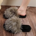 thumbnail image 4 of Wensltd Women Slippers Fluffy Slippers Open Toe Flat House Slippers Slip On Indoor Daily, 4 of 9
