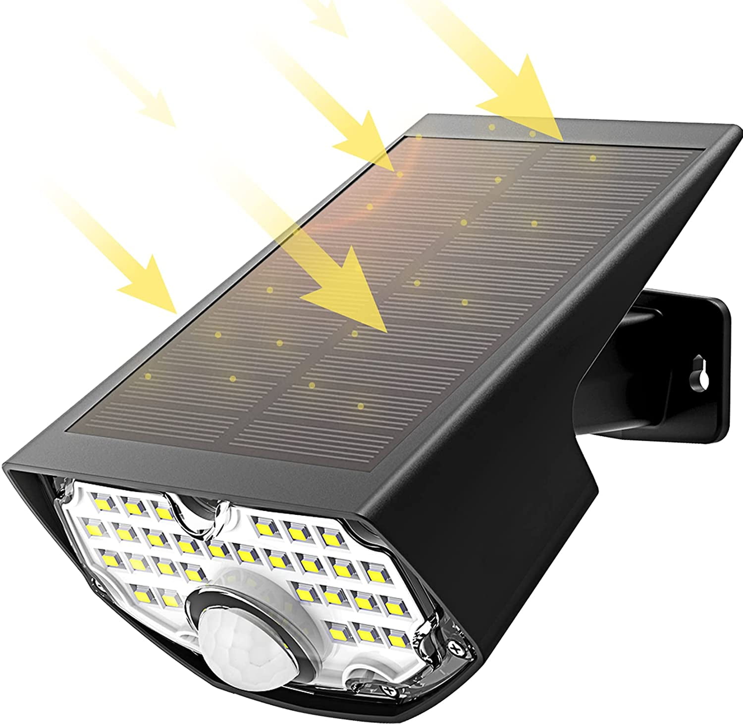 LITOM 30LED Motion Sensor Solar Light with Solar Panel, 3 Modes IP65 Waterproof, Outdoor Wall Solar Security Light for Front Door, Yard, Garden, Patio