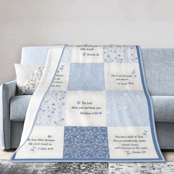 Christian Blankets with Bible Verses Scripture Flowers Paisley Receiving Baptism Blanket Christian Christening Gifts 50x40