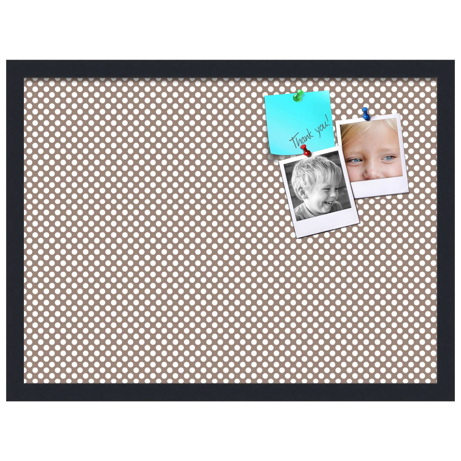 PinPix 23x17 Custom Cork Bulletin Board Brown Polka Dot Poster Board Has a Fabric Style Canvas Finish, Framed in Brown Polka Dot, by ArtToFrames (PinPix-501)