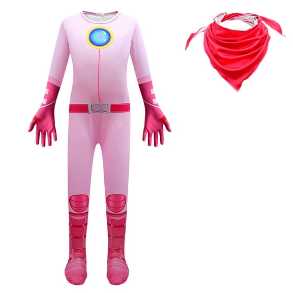 SUEE Girls Peach Princess Jumpsuit Super Brothers Bodysuit Halloween Costume 3-9Y