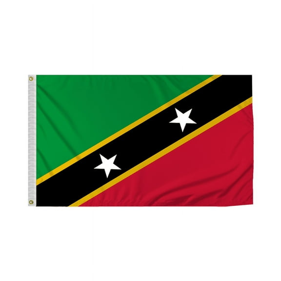 Promopatriot St. Kitts Country Flag 3x5 Ft Outdoor Nylon Double Stitched Edges Canvas Header Brass Grommets 3'x5' St. Kitts