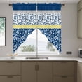 thumbnail image 6 of Blue Yellow Kitchen Window Curtains, Swag Curtains Valance for Bedroom Living Room Bathroom, Botanical Floral Motifs Wildflower Striped Rod Pocket Window Curtain Block Drapes 2 Panels 36"x45", 6 of 6