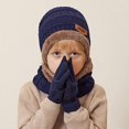 thumbnail image 2 of Kids Winter Hat Gloves Scarf Set Knitted Toddler Beanie Cap Mitten Gloves and Neck Warmer 3-In-1 Soft Beanie Hat Neck Warmer Scarf Touchscreen Gloves Set for Boys Girls My Orders Navy 1-11 Years, 2 of 5