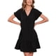 thumbnail image 3 of SAYOO Vestido de manga corta para mujer, vestido de ajuste holgado con dobladillo con volantes y cuello en V de color sólido, ropa informal simple y elegante de una pieza SAYOO  S M L XL XXL, 3 of 8