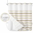 thumbnail image 2 of Beige Brown Striped No Hook Shower Curtain Waterproof,Bathroom Curtains with Snap in Liners and See Through Top Window,Modern White Abstract Art Aesthetics Hotel Bathtub Curtains Shower 72"Wx78"L, 2 of 8