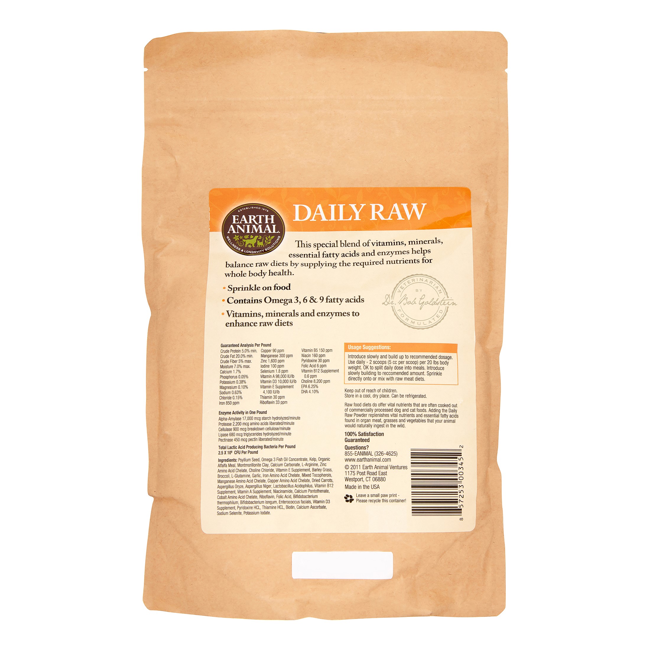 Earth Animal Daily Raw Complete Powder Dog & Cat Supplement, 1 Lb - image 2 of 3