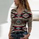 thumbnail image 4 of Mujeres Casual Folk-Custom Impreso Pullover Manga larga Cremallera Turn-down Collar Blusa Tops Sudaderas Fridja ghj987+7061, 4 of 6